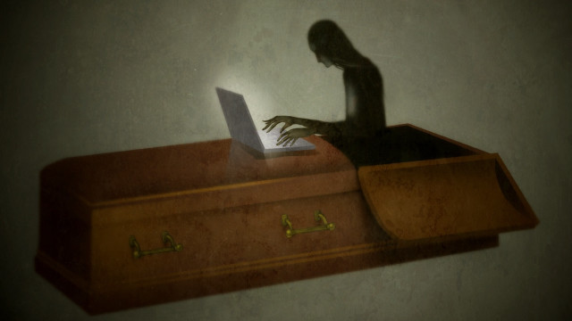 Woman sitting chest drawers laptop free wallpaper for desktop - medium preview image