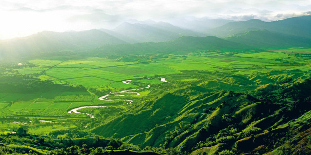 Valley river mountains clouds sky free wallpaper for desktop - medium preview image