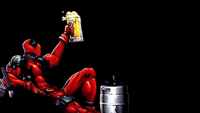 Deadpool beer laying floor chip free wallpaper for desktop - medium preview image