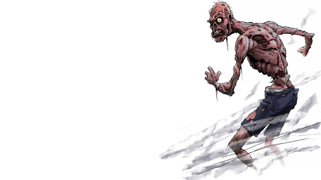 Zombie snowboard running bald muscular free wallpaper for desktop - medium preview image