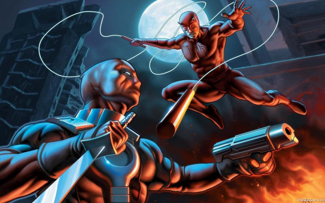 Man holding gun aiming another free wallpaper for desktop - medium preview image