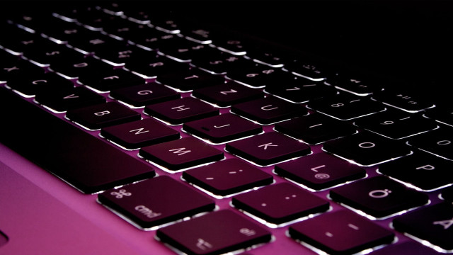 Keyboard purple pink light black free wallpaper for desktop - medium preview image