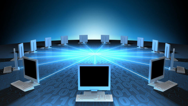 Computer monitor keyboard technology scene free wallpaper for desktop - medium preview image