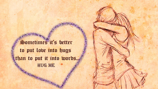 Woman hugging man heart frame free wallpaper for desktop - medium preview image
