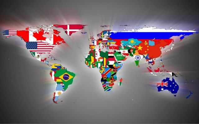 World map flags gray border #2 free wallpaper for desktop - medium preview image