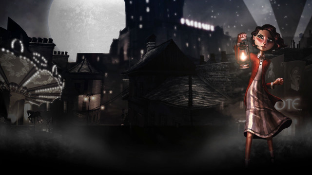 Woman dress lantern dark city free wallpaper for desktop - medium preview image