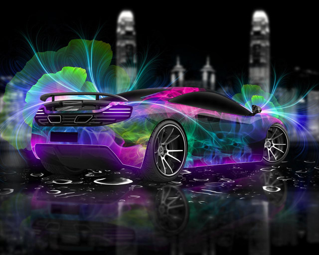 Colorful car design city skyline free wallpaper for desktop - medium preview image