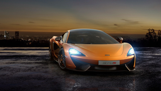 Sports car night city person free wallpaper for desktop - medium preview image