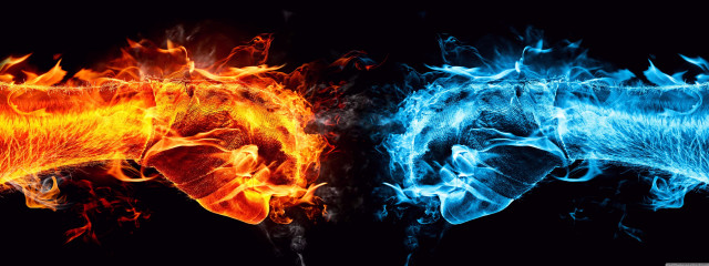 Fire ice contrast black background free wallpaper for desktop - medium preview image
