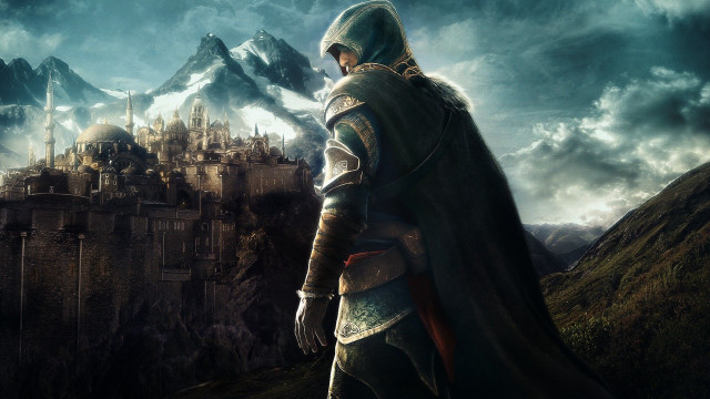 Medieval man castle mountain background free wallpaper for desktop - medium preview image
