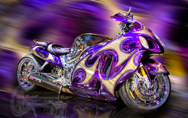 Motorcycle purple gold paint job free wallpaper for desktop - medium preview image