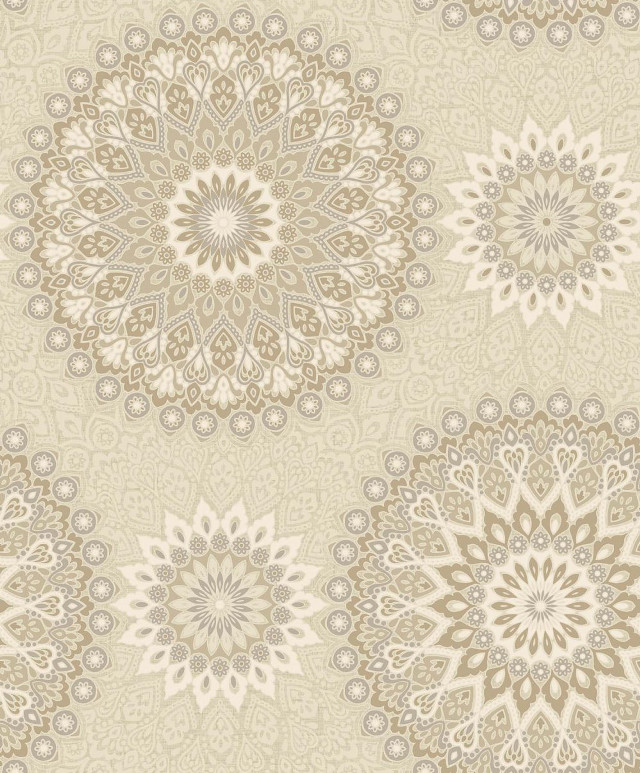 Beige white flower circular pattern free wallpaper for mobile - medium preview image