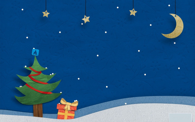 Christmas tree presents blue sky free wallpaper for desktop - medium preview image
