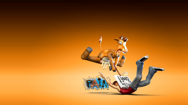 Cartoon character falling skateboard kangaroo free wallpaper for desktop - medium preview image