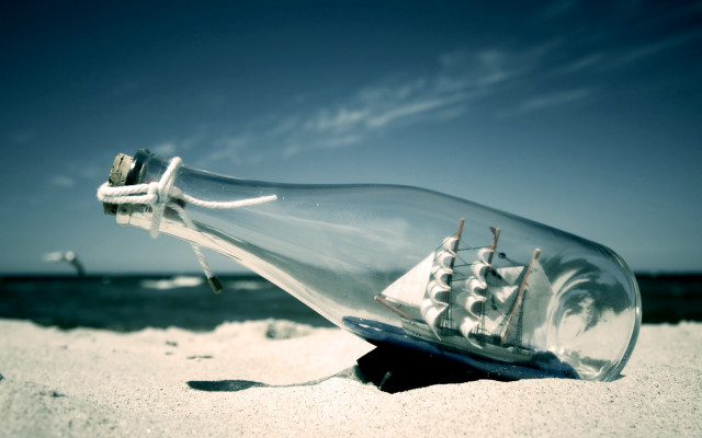 Ship bottle beach sky background #2 free wallpaper for desktop - medium preview image