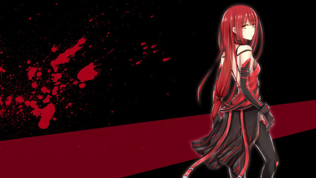 Redhair woman gothic blood splatter free wallpaper for desktop - medium preview image