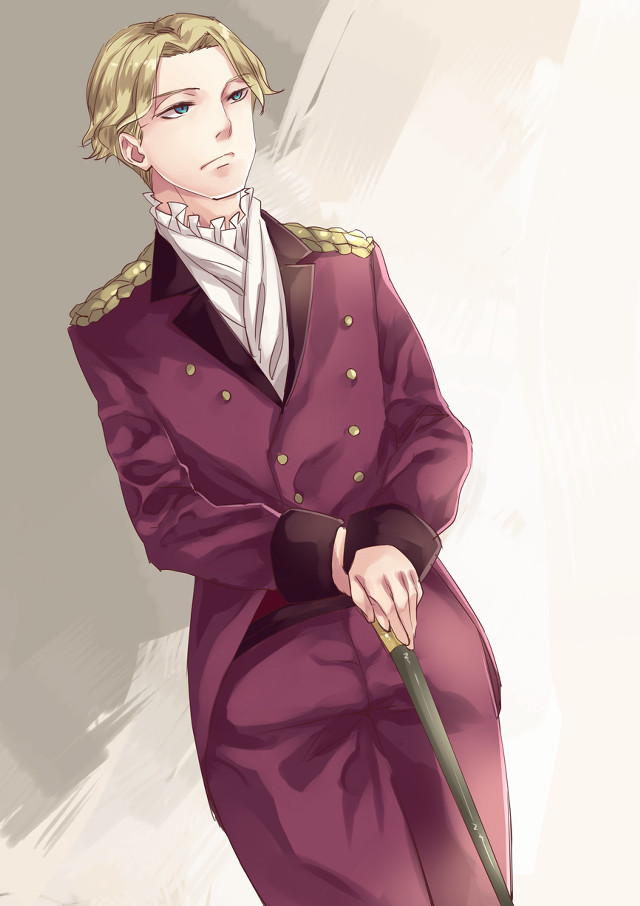 Man purple coat holding cane free wallpaper for mobile - medium preview image