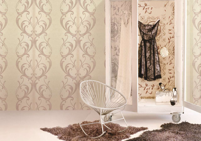 Chair mirror room wallpapered corner free wallpaper for desktop - medium preview image