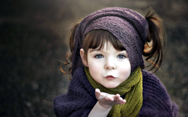 Little girl serious scarf looking free wallpaper for desktop - medium preview image