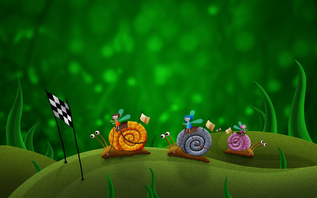 Snails racing green field flag free wallpaper for desktop - medium preview image