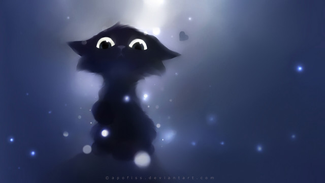 Black cat glowing eyes blue #2 free wallpaper for desktop - medium preview image