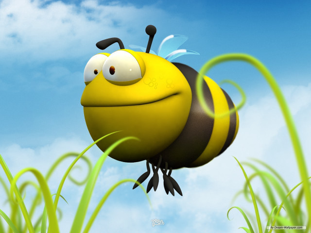 Cartoon bee flying air open free wallpaper for desktop - medium preview image