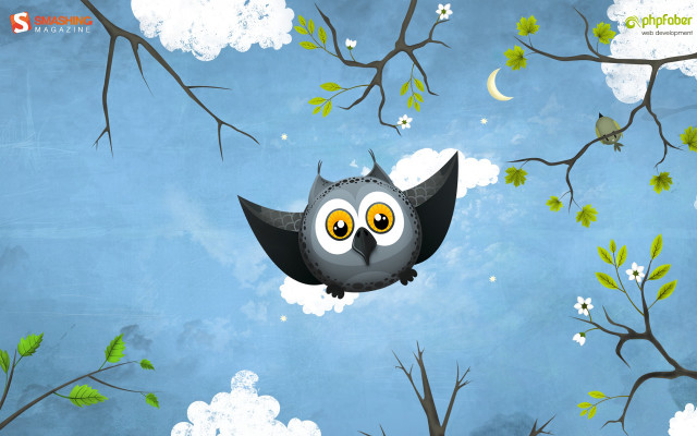 Owl flying sky moon tree free wallpaper for desktop - medium preview image