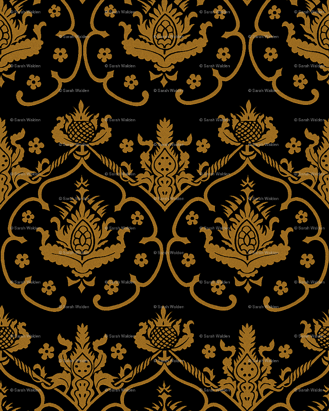 Black gold wallpaper flowers leaves free wallpaper for mobile - medium preview image