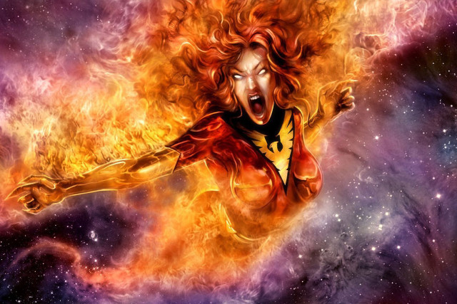 Flying woman fireball cityscape magic free wallpaper for desktop - medium preview image