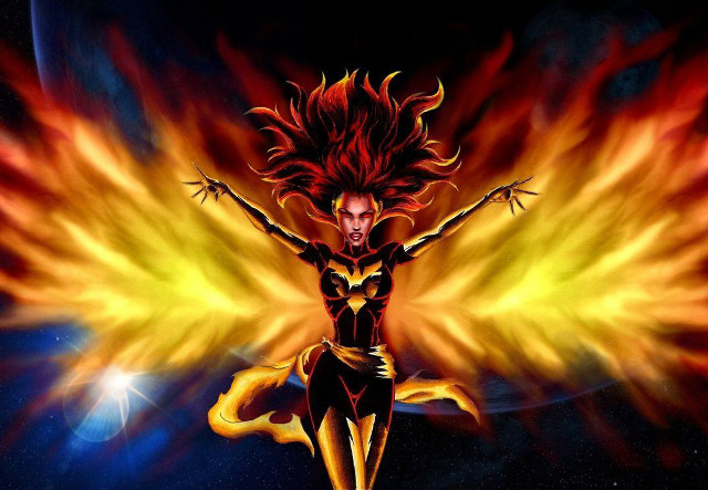 Woman red hair yellow wings free wallpaper for desktop - medium preview image