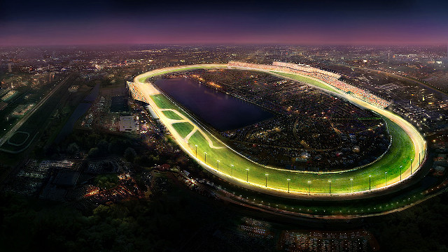 Circular building green light river free wallpaper for desktop - medium preview image