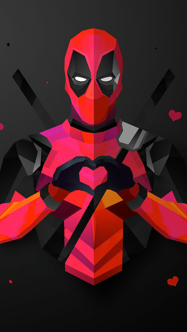 Deadpool heart knife character stylized free wallpaper for mobile - medium preview image