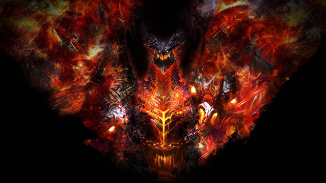 Demonic demon red yellow flames free wallpaper for desktop - medium preview image