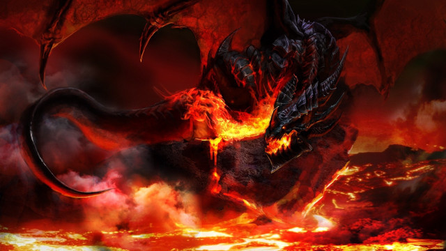 Fire dragon embers wings mountain free wallpaper for desktop - medium preview image