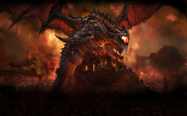 Dragon huge head fire background free wallpaper for desktop - medium preview image