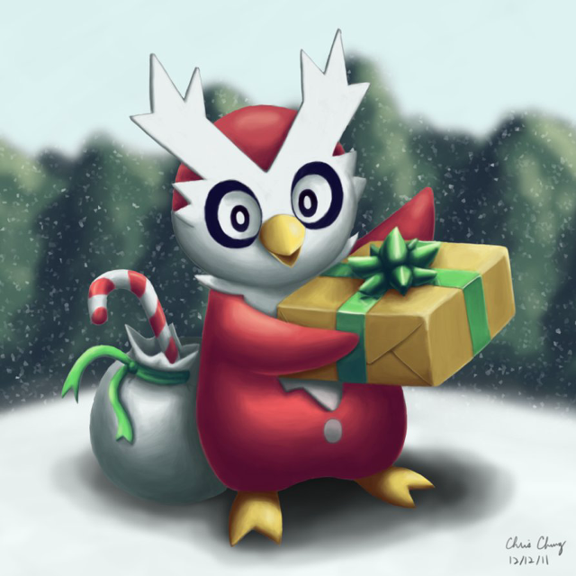 Cartoon bird christmas present snow #2 free wallpaper for tablet - medium preview image
