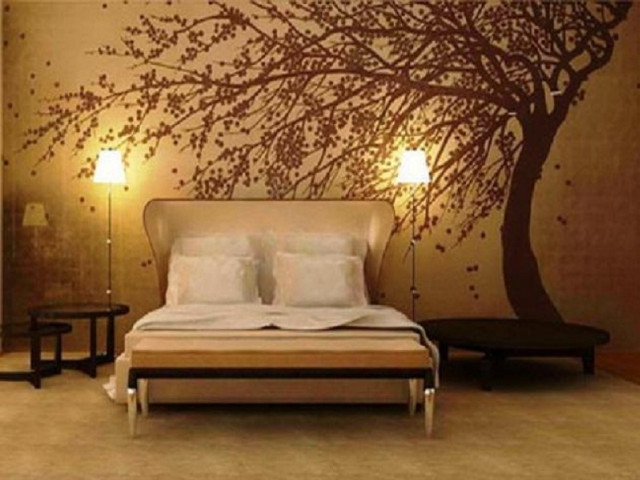 Bedroom tree painted bed pillows #2 free wallpaper for desktop - medium preview image