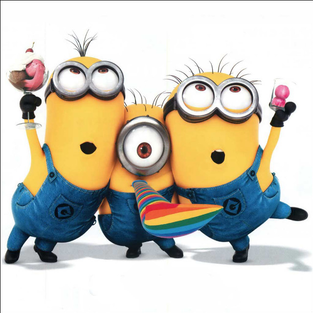 Minions holding rainbow and donut free wallpaper for tablet - medium preview image