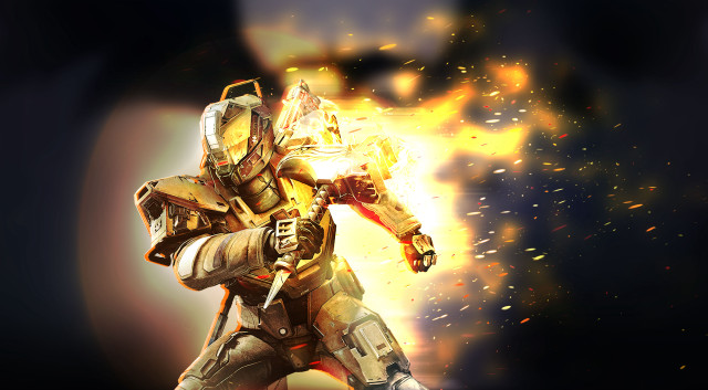 Futuristic man suit sword flame free wallpaper for desktop - medium preview image