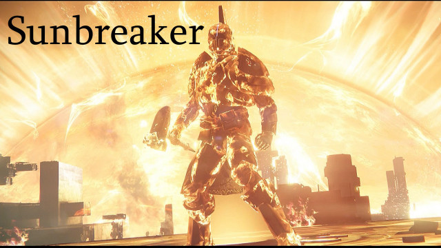 Man giant sunbreaker futuristic city free wallpaper for desktop - medium preview image