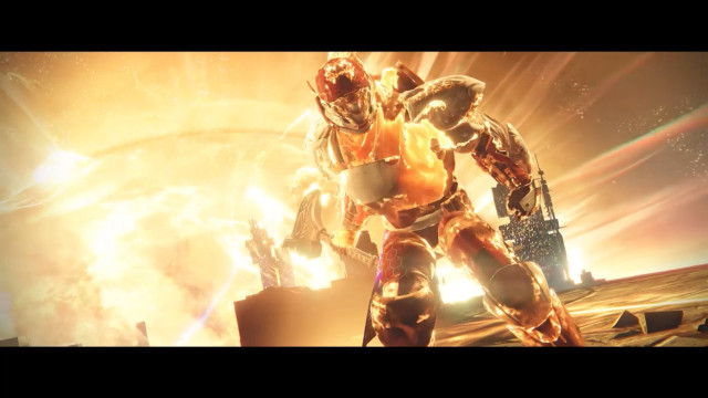 Robot fire sky city bright free wallpaper for desktop - medium preview image