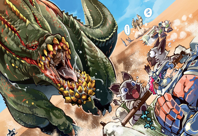 Dragon attack beach man gun free wallpaper for desktop - medium preview image