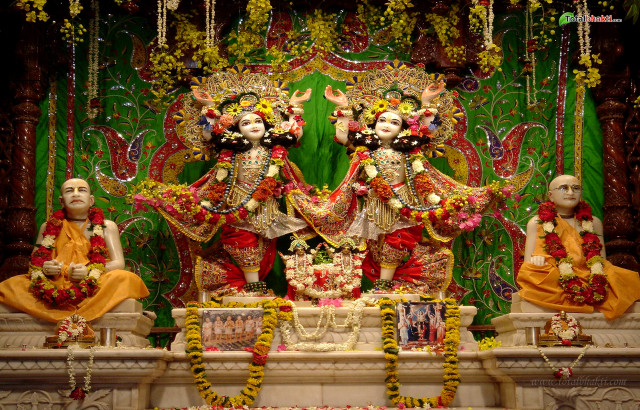 Statue deities temple flowers green free wallpaper for desktop - medium preview image