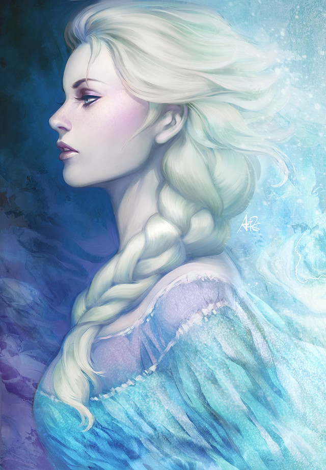 Woman long hair braid painting free wallpaper for mobile - medium preview image
