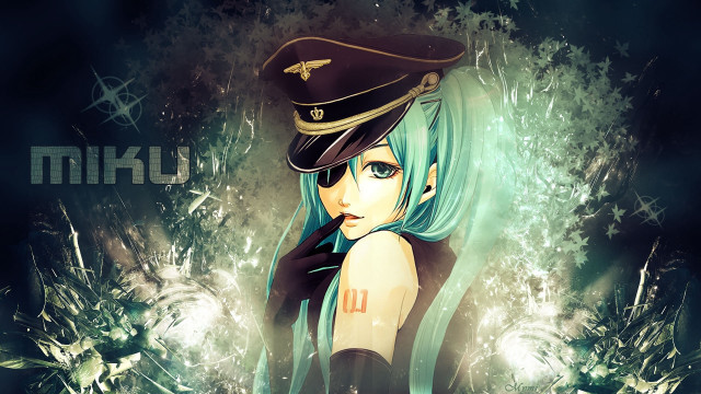 Girl blue hair hat black free wallpaper for desktop - medium preview image