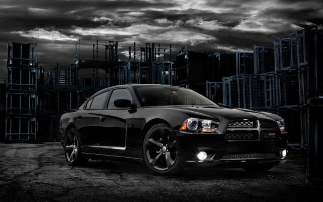 Black car building cloudy sky free wallpaper for desktop - medium preview image