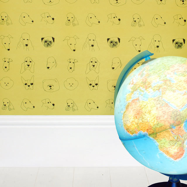 Globe dog drawing wall pattern free wallpaper for tablet - medium preview image