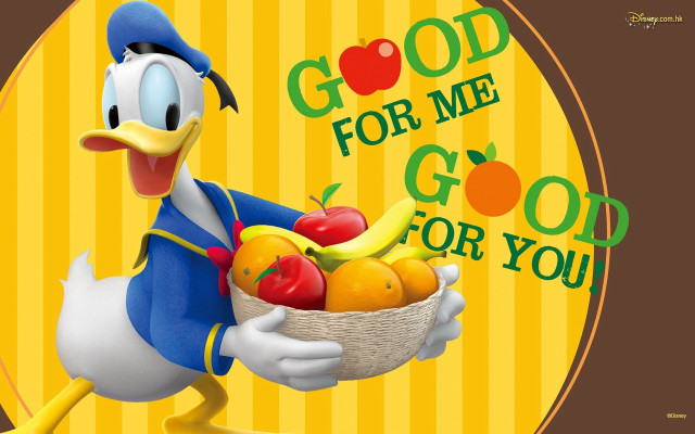 Cartoon duck basket fruit vegetables free wallpaper for desktop - medium preview image