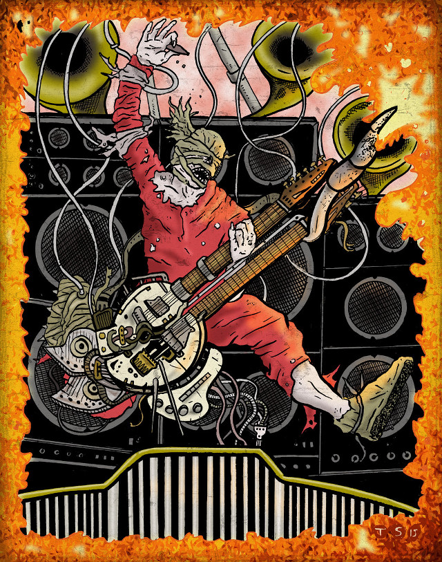 Man playing guitar stage microphone #4 free wallpaper for mobile - medium preview image