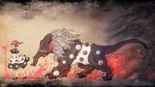 Woman horse running fire field free wallpaper for desktop - medium preview image